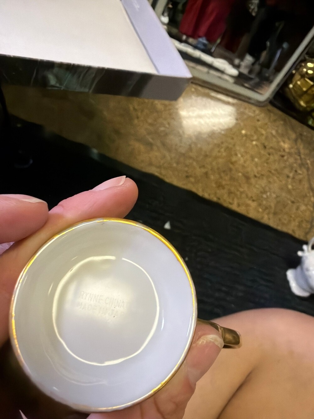 Rynne China Porcelain Cup Gold Trim Made in Japan Vintage